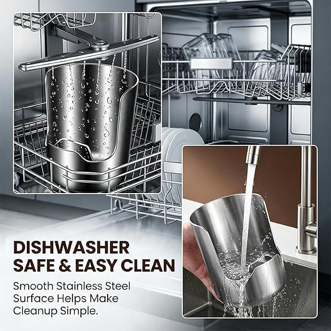 Stainless Steel Kitchen Utensil & Pot Lid Holder – Countertop Organizer