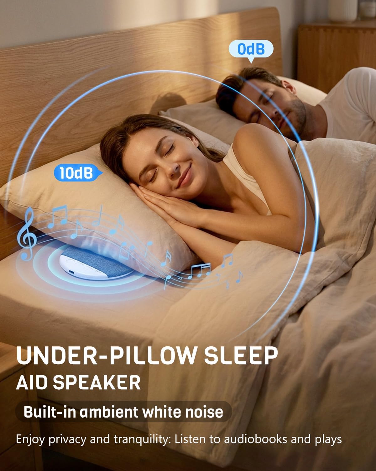 Under-Pillow Sleep Aid Bluetooth Speaker | White Noise · 3-Stage Timer · Ultra-Slim Design