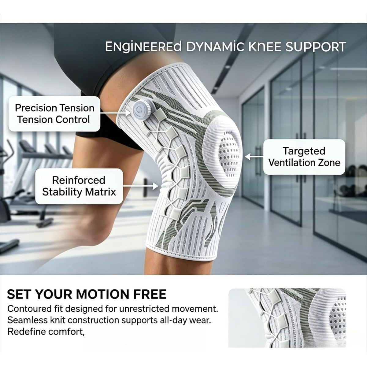 Smart Dial Knee Brace – Adjustable Compression Support with Spring Stabilizers