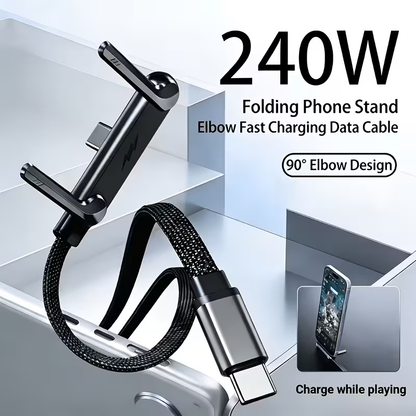 Limited Time: 30% OFF⚡ 240W PD Type-C Charging Cable With Foldable Phone Stand Adapter📱