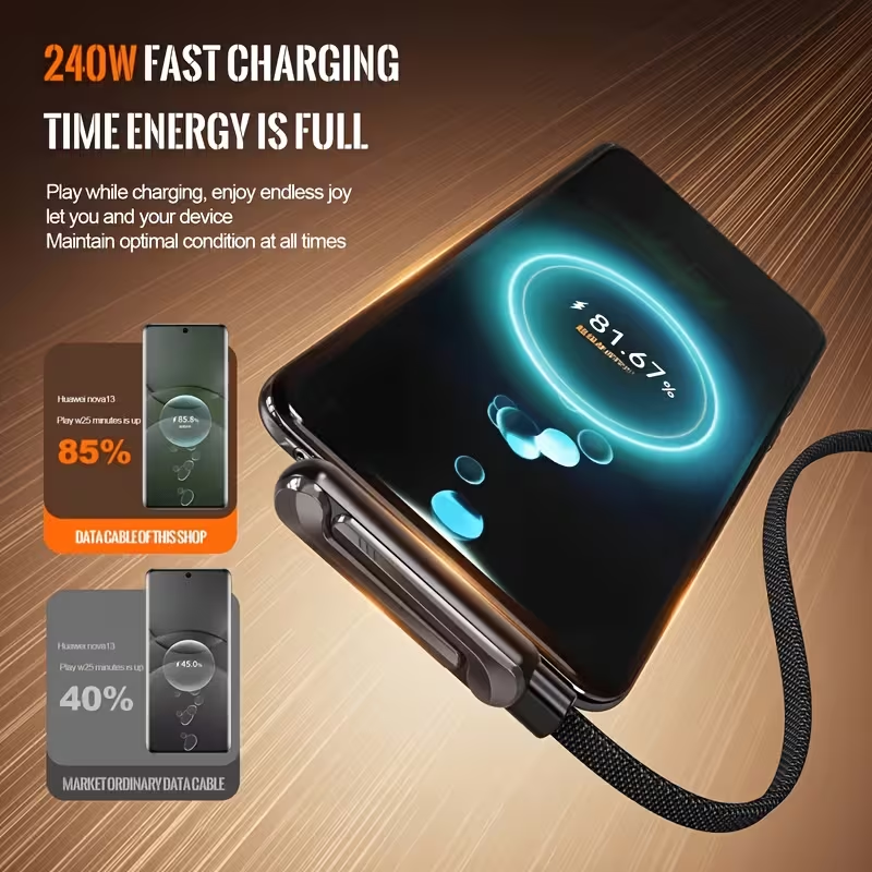 Limited Time: 30% OFF⚡ 240W PD Type-C Charging Cable With Foldable Phone Stand Adapter📱