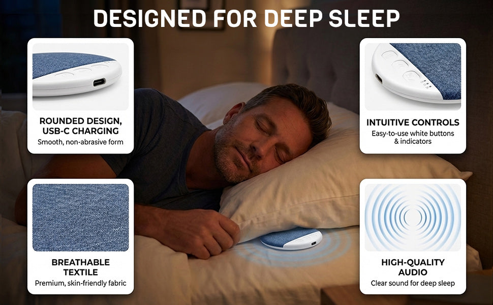 Under-Pillow Sleep Aid Bluetooth Speaker | White Noise · 3-Stage Timer · Ultra-Slim Design