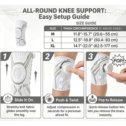Smart Dial Knee Brace – Adjustable Compression Support with Spring Stabilizers