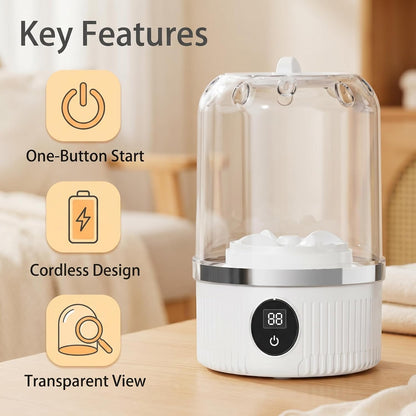 Portable Mini Washing Machine – Cordless, 3000mAh, Deep Clean for Delicates