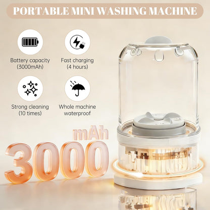 Portable Mini Washing Machine – Cordless, 3000mAh, Deep Clean for Delicates