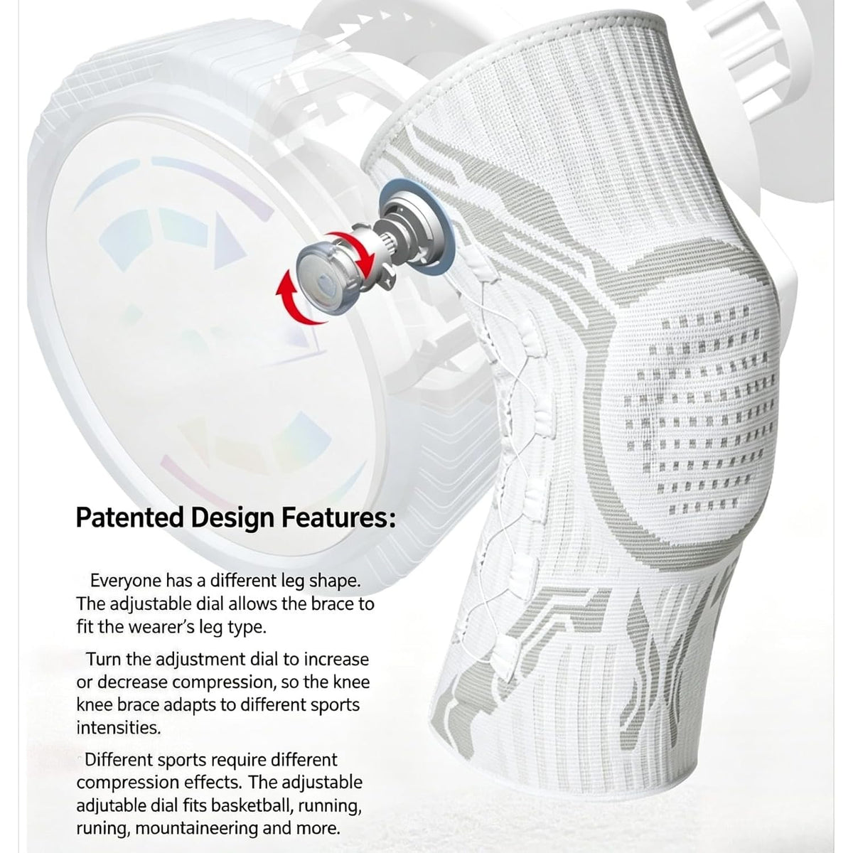 Smart Dial Knee Brace – Adjustable Compression Support with Spring Stabilizers
