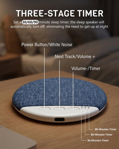 Under-Pillow Sleep Aid Bluetooth Speaker | White Noise · 3-Stage Timer · Ultra-Slim Design