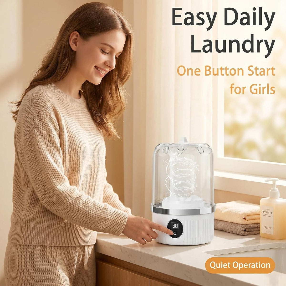 Portable Mini Washing Machine – Cordless, 3000mAh, Deep Clean for Delicates