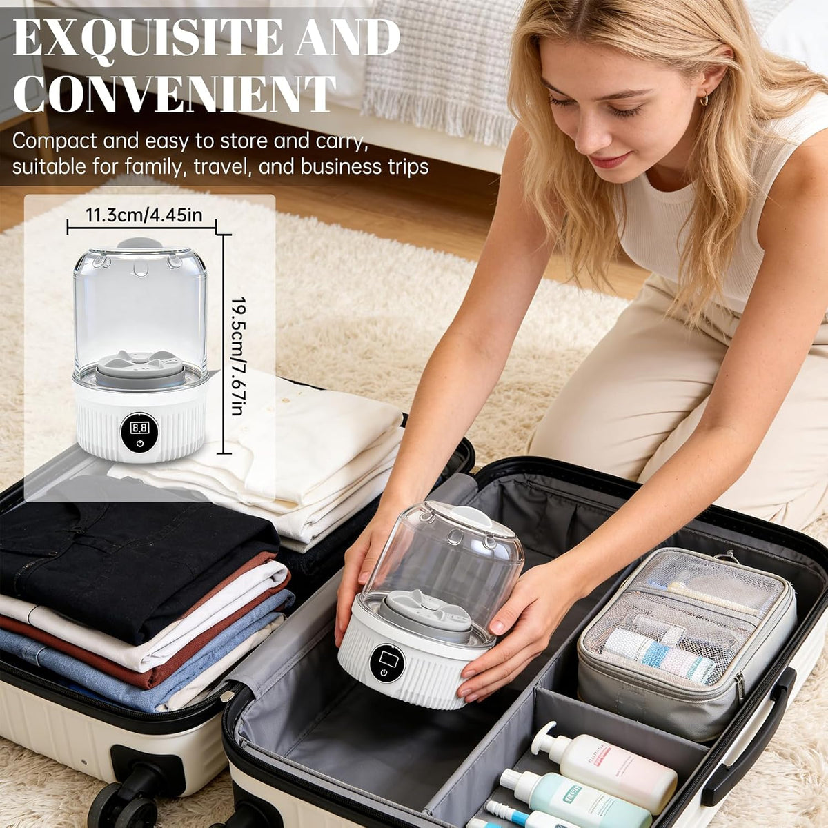 Portable Mini Washing Machine – Cordless, 3000mAh, Deep Clean for Delicates