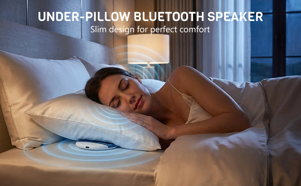 Under-Pillow Sleep Aid Bluetooth Speaker | White Noise · 3-Stage Timer · Ultra-Slim Design