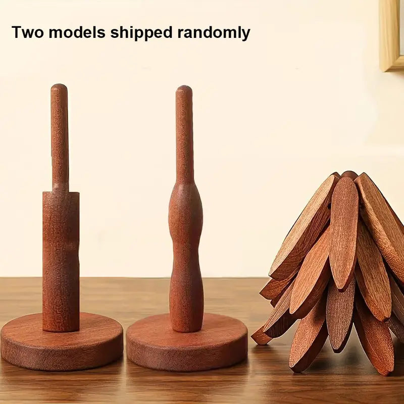 "One Tree" Foldable Wooden Trivet Set – Christmas Tree Shape Kitchen & Table Décor