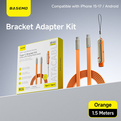 Limited Time: 30% OFF⚡ 240W PD Type-C Charging Cable With Foldable Phone Stand Adapter📱