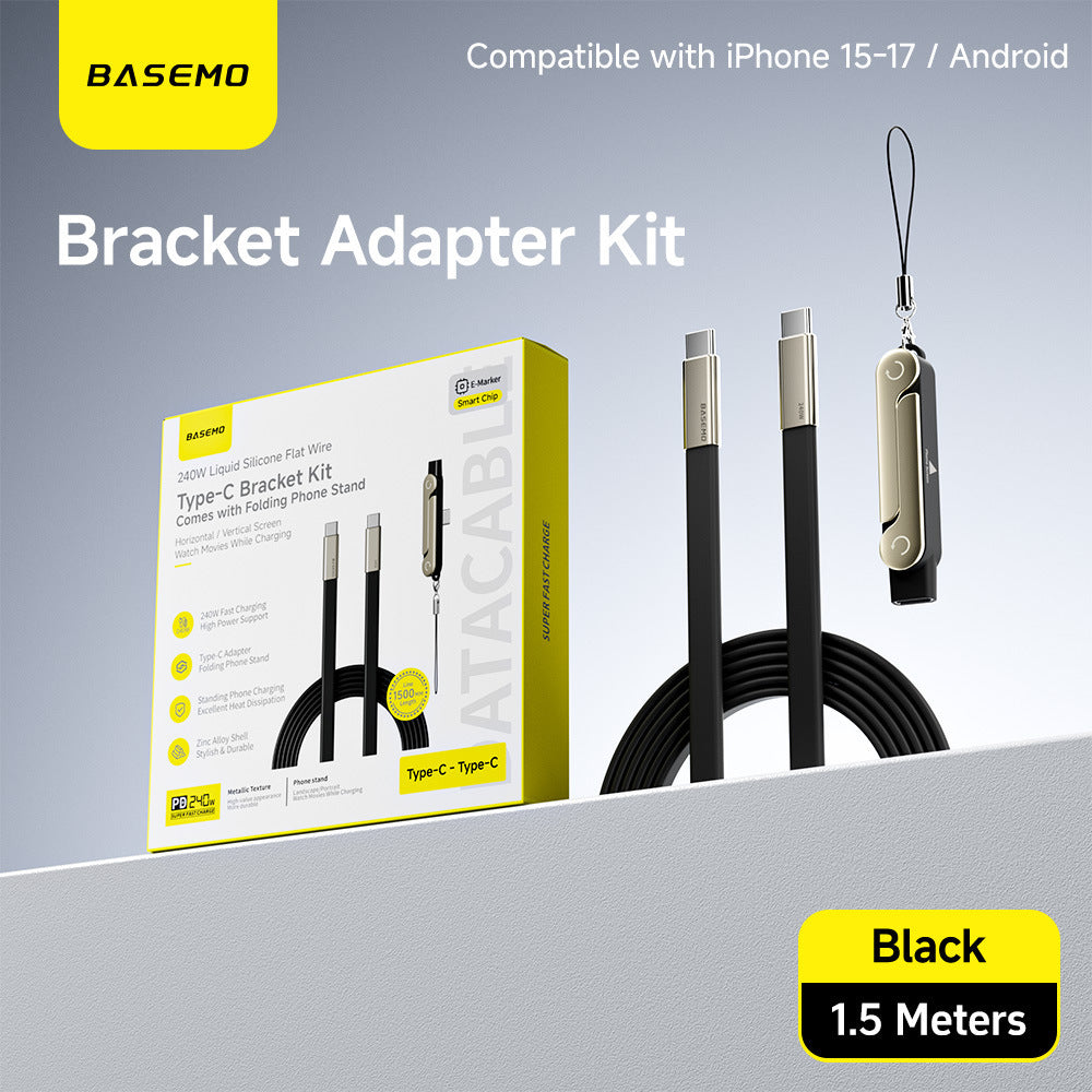 Limited Time: 30% OFF⚡ 240W PD Type-C Charging Cable With Foldable Phone Stand Adapter📱
